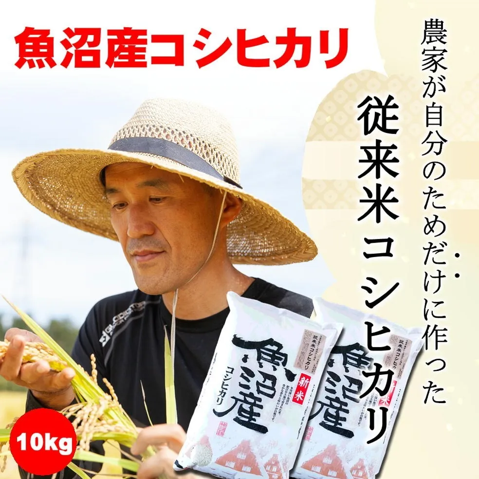 新米予約【令和6年産】新潟魚沼産コシヒカリ10kg/農家が自分のためだけに作る従来米/生産者:島田栄一/越季(こしき)